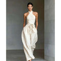 Halter Backless Wide-Leg Jumpsuit